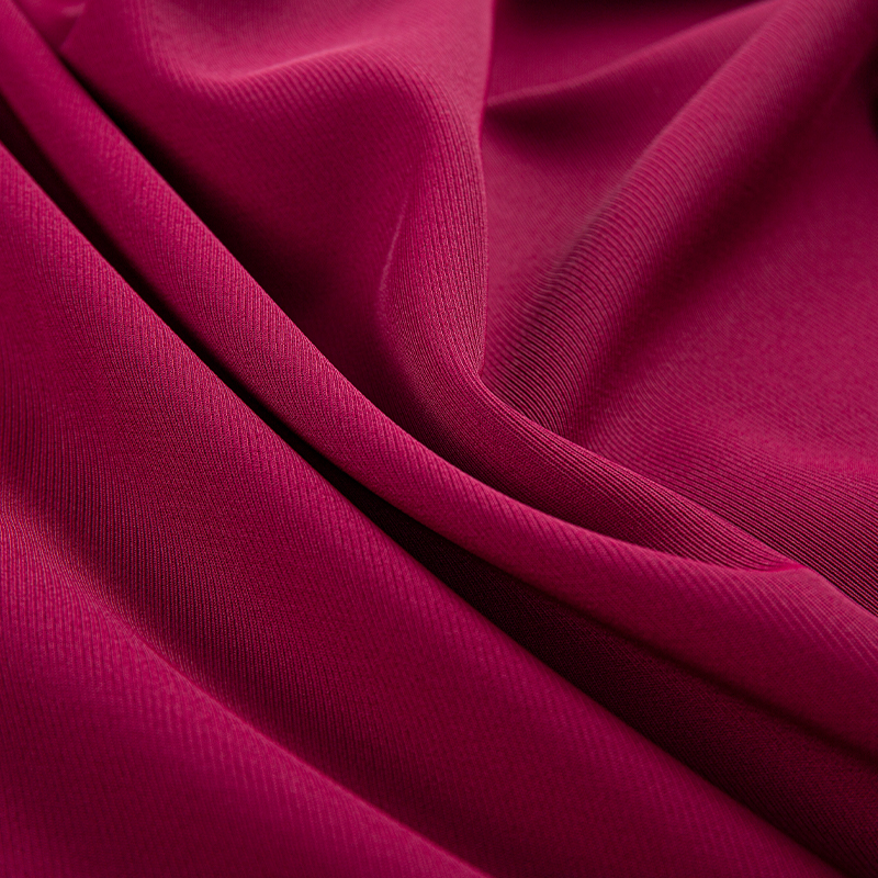 DS382 rød 272GSM Kedelig mat filament twill stof, polyester firesidet stretch, hudvenlig drapering, rynke- og slidbestandig