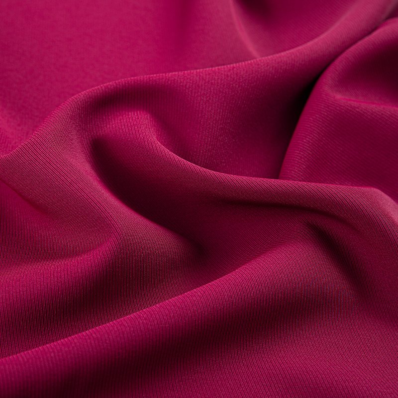 DS382 rød 272GSM Kedelig mat filament twill stof, polyester firesidet stretch, hudvenlig drapering, rynke- og slidbestandig
